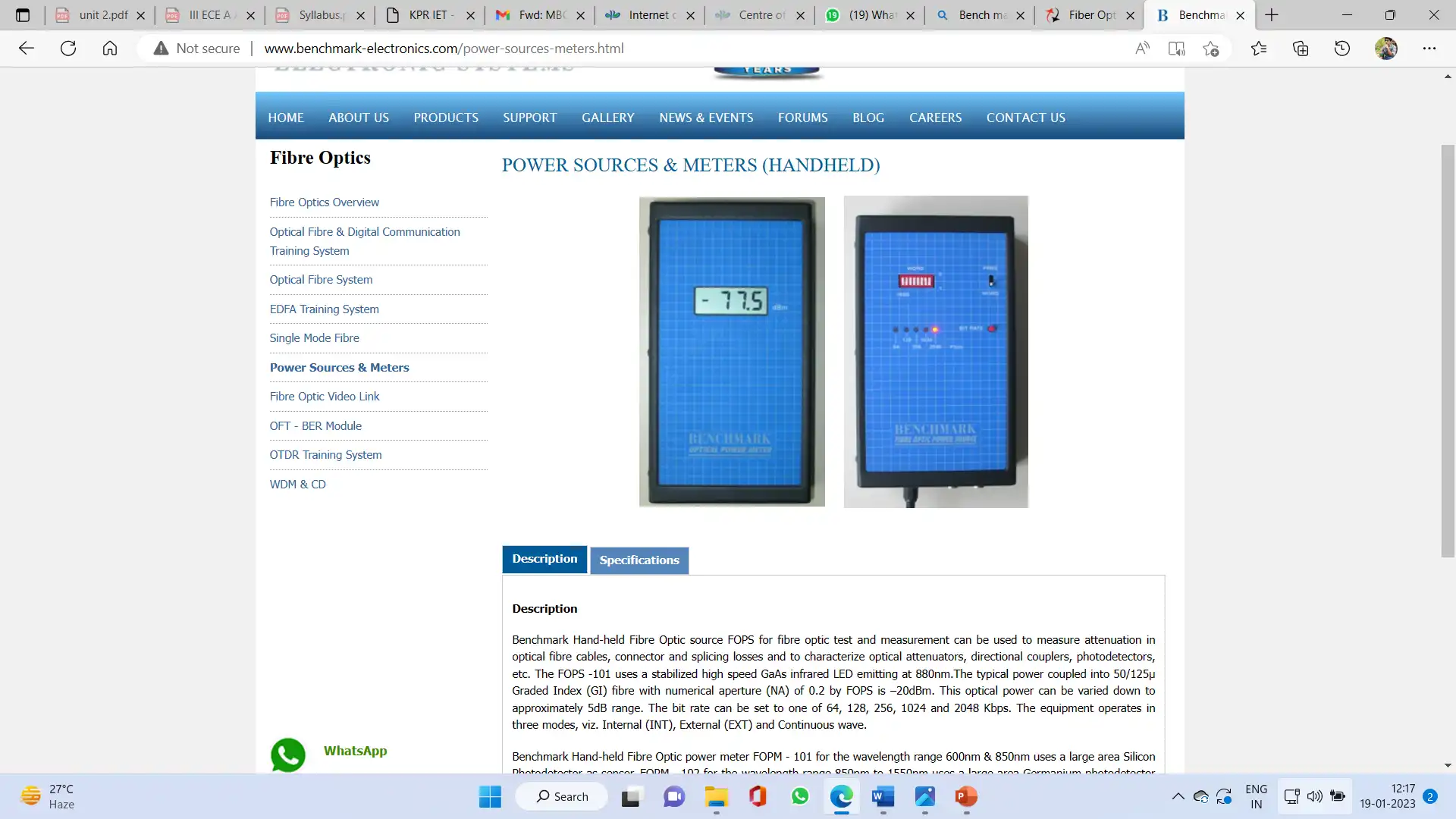 Optical Power Source and Power Meter